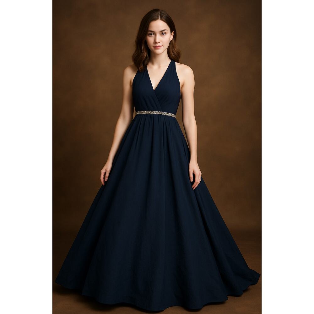 Signature Alfred Angelo Sample Dress Blue Size 4 Zip Close Prom Evening Wedding